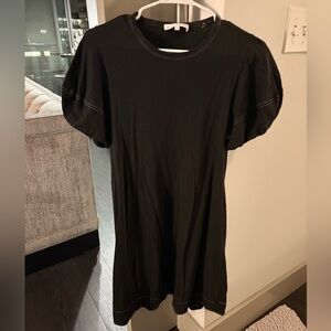 White + Warren Black Puff Sleeve Dress